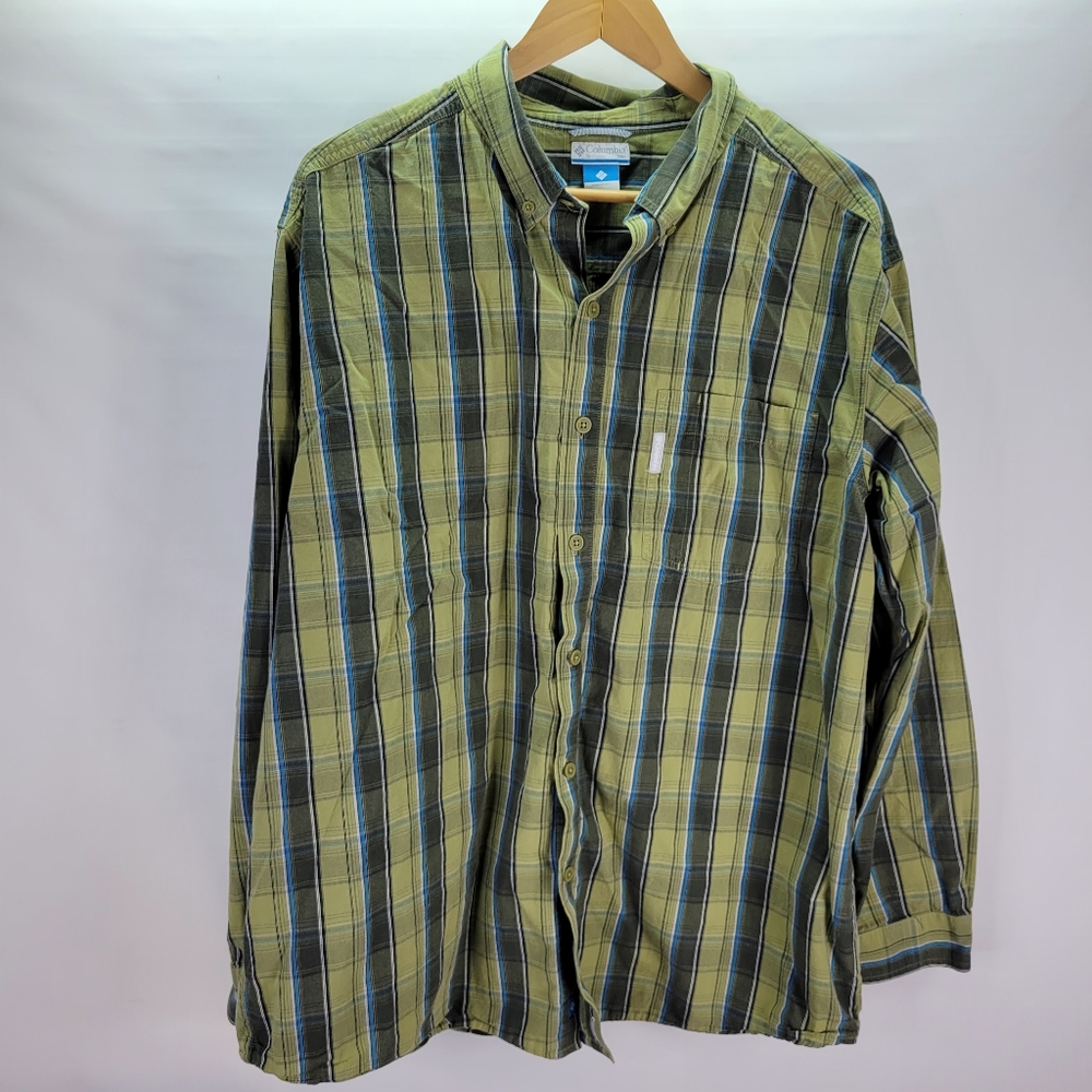 Columbia Mens Button Front Shirt Cotton Hiking Outdoor Camping Size 2X